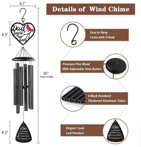 VENBEEL Sympathy Gifts for Loss of Dad – Memorial Wind Chimes (Black)