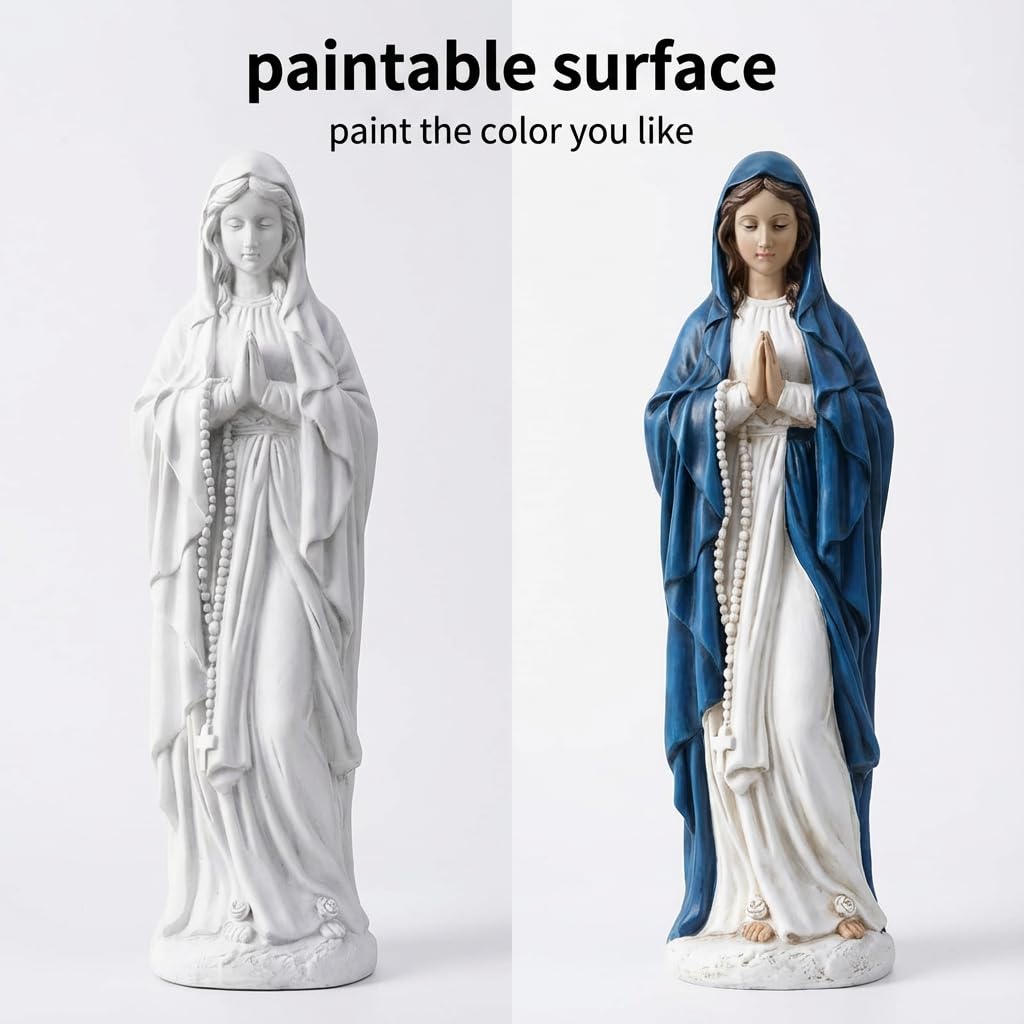 JXNCJXZG Virgin Mary Praying Statue – 29.3 Inch Outdoor Garden Decor | Magnesium Oxide Stone Sculpture