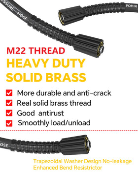 POHIR 100ft Pressure Washer Hose Kit — 4000 PSI, M22 Adapters & Quick Connects