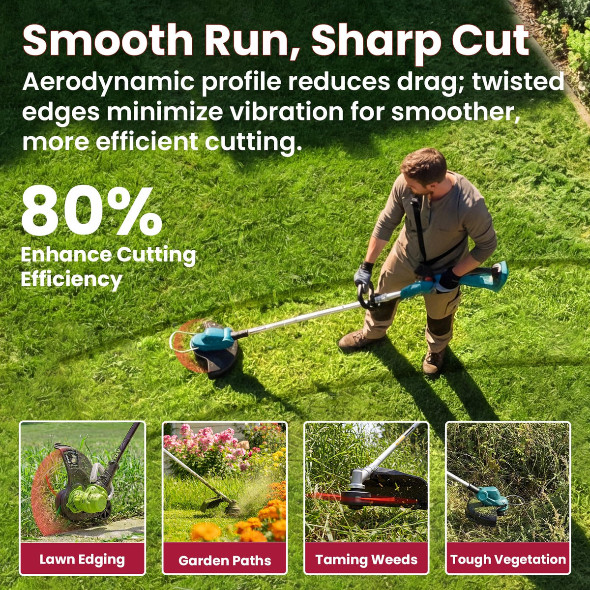 YWTESCH 0.065 in Weed Trimmer Line, 430 ft Spool – Twisted Round, Universal Compatibility, Burgundy
