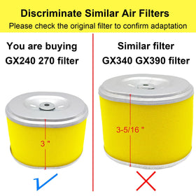 YGQ AFZE28 Air Filter for Honda GX 270 GX 240 - Replaces 17210-ZE2-822/505/515 + Spark Plug