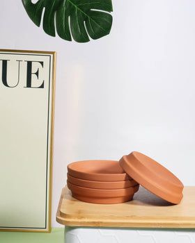 vensovo 4 Inch Terracotta Plant Saucer Pots Tray - 6 Pcs Round Planter Saucers for Indoor & Outdoor Plants, Small Clay Trays Perfect for 3 Inch 3.5 Inch 4 Inch Flower Pot