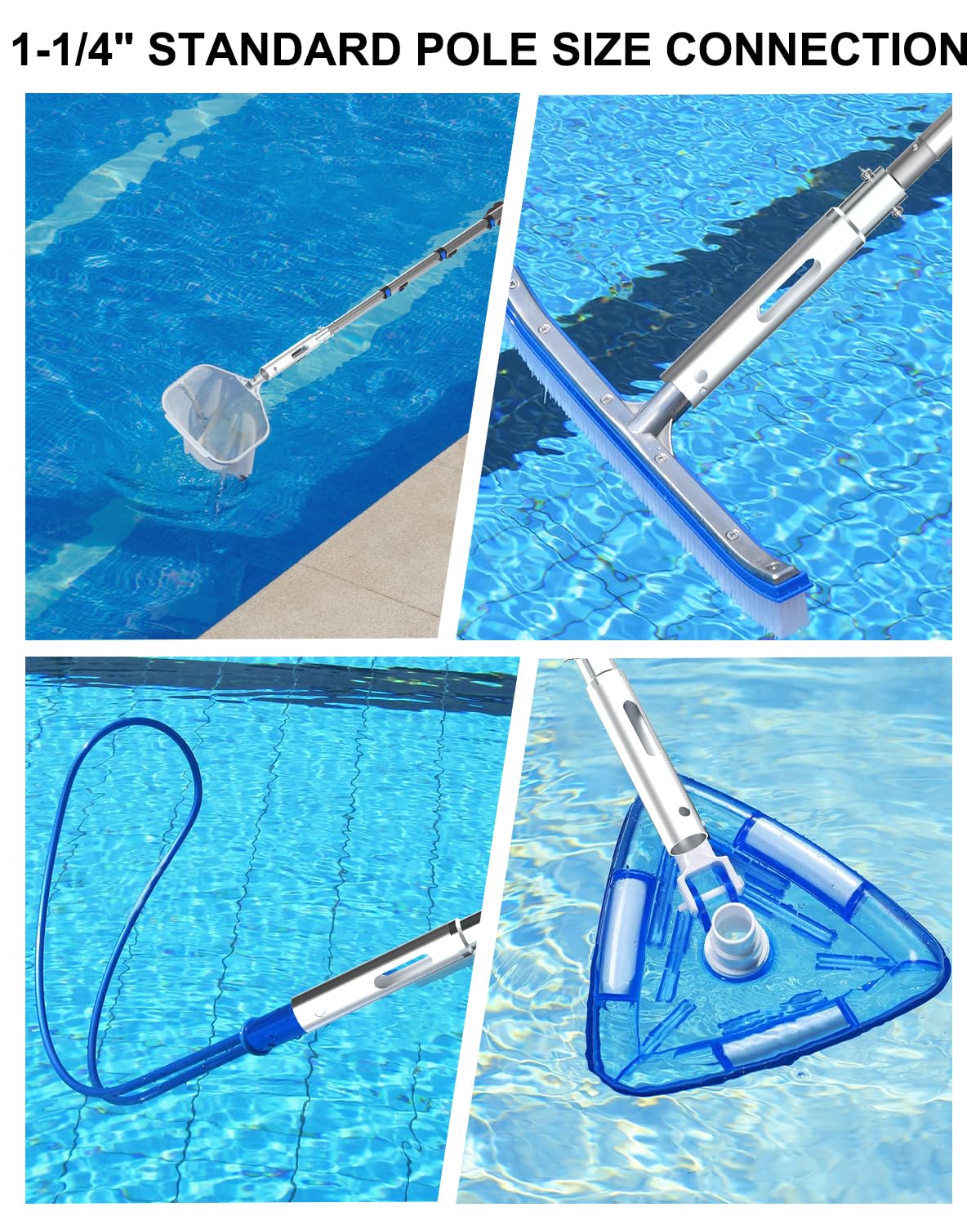 SKGPOLE Swimming Pool Pole — 16 ft Telescopic Aluminum, Universal 1-1/4