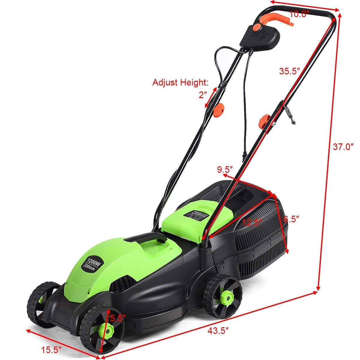 Goplus four 5.5-inch wheels provide smooth mowing