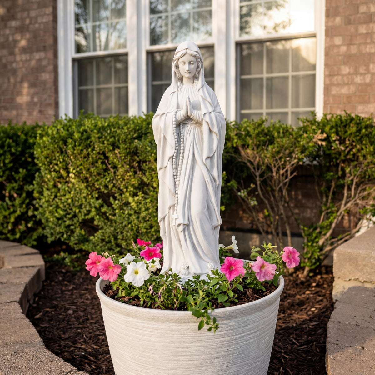 JXNCJXZG Virgin Mary Praying Statue – 29.3 Inch Outdoor Garden Decor | Magnesium Oxide Stone Sculpture