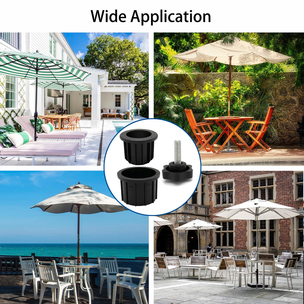 GHAMYEE 9Pcs Umbrella Base Ring Plug Set — Replacement Stand Parts with M8 Knobs