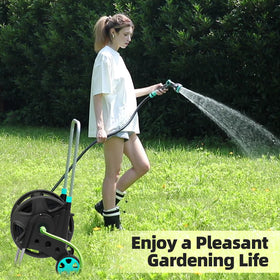 HOZCART Garden Hose Reel – Heavy-Duty Metal Cart for 100–120 ft of 5/8
