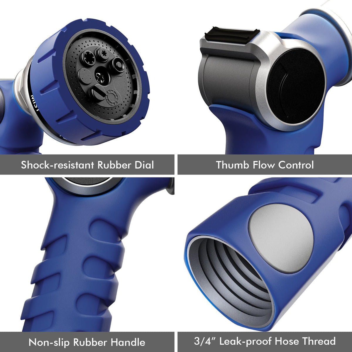 Restmo Heavy-Duty Hose Nozzle – 7-Pattern Metal Sprayer with Thumb Control (3/4