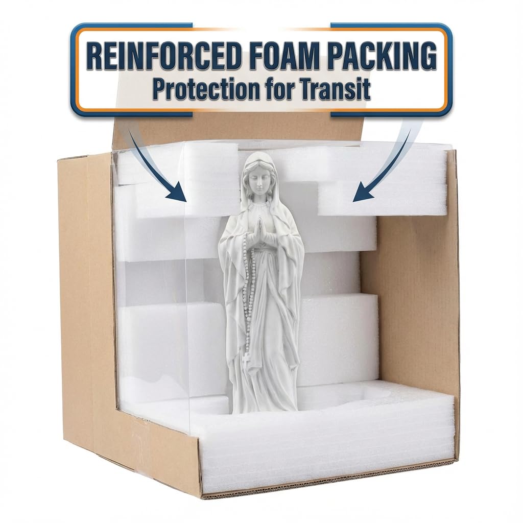 JXNCJXZG Virgin Mary Praying Statue – 29.3 Inch Outdoor Garden Decor | Magnesium Oxide Stone Sculpture