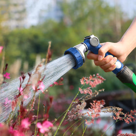 Restmo Heavy-Duty Hose Nozzle – 7-Pattern Metal Sprayer with Thumb Control (3/4