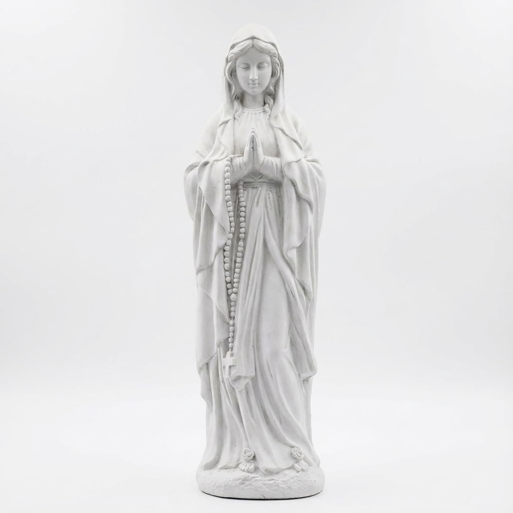JXNCJXZG Virgin Mary Praying Statue – 29.3 Inch Outdoor Garden Decor | Magnesium Oxide Stone Sculpture