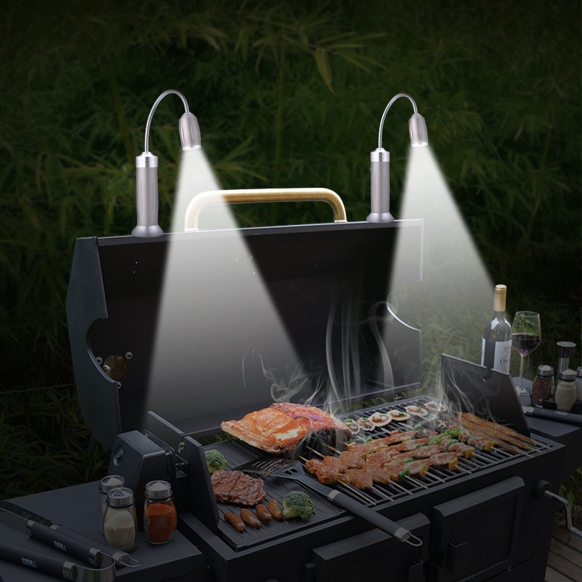 IMAGE Magnetic Ultra-Bright Grill Light attaches securely to metal surfaces.