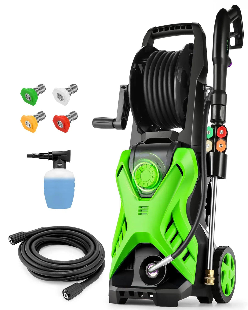 Imdot electric pressure washer front view showing compact design for home cleaning
