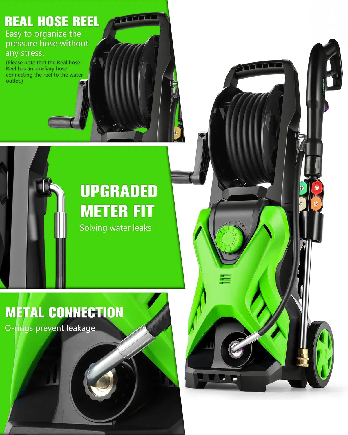 Imdot electric pressure washer pressure adjustment dial demonstrates customizable cleaning power