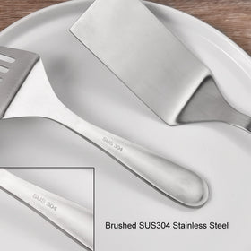 IMEEA cast-iron-safe spatula compatible with heavy pans.
