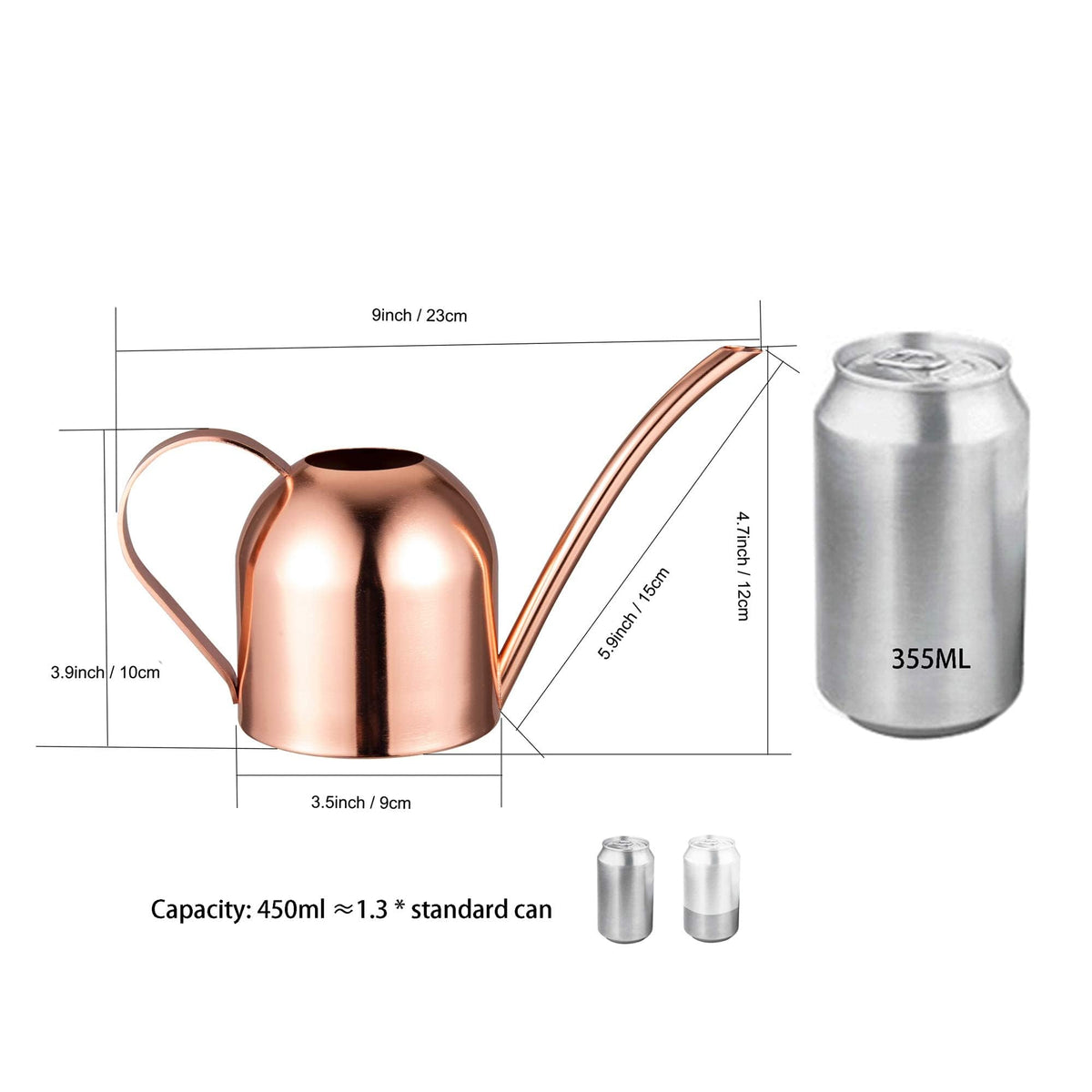 IMEEA mini watering can with rose gold finish to prevent splashes while watering.