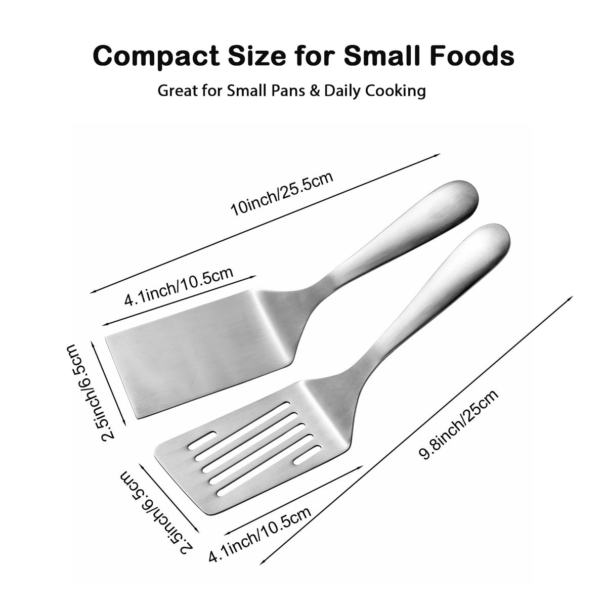 IMEEA slotted 10-inch spatula drains oil while lifting.