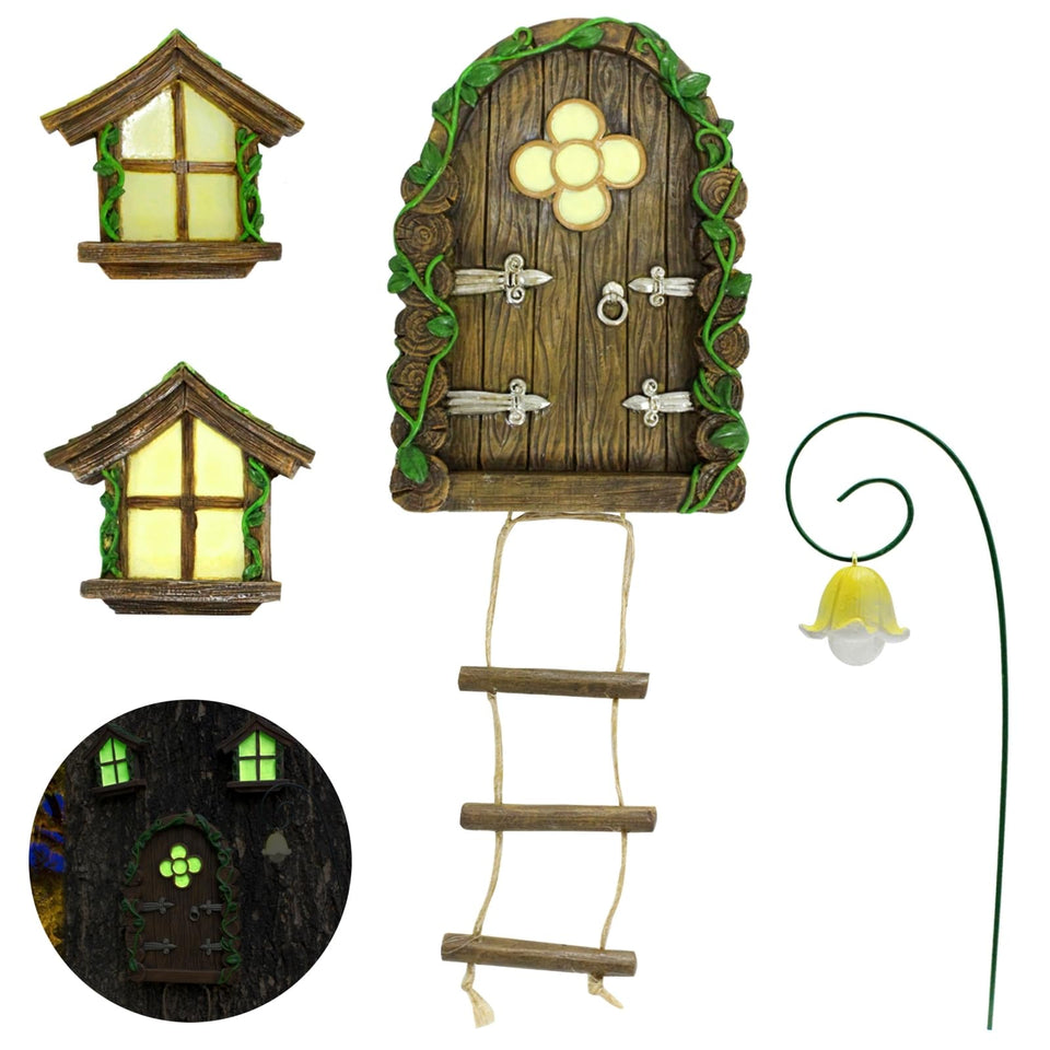 IMOFEE fairy door glow in dark illuminates your tree garden at night.