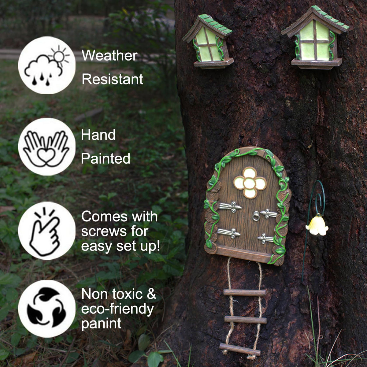 IMOFEE miniature garden display brings charm to a patio or yard.