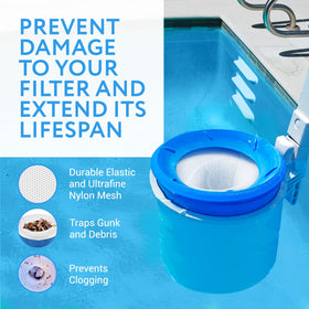 IMPRESA filter saver socks packaged in a 20-pack for pool maintenance.