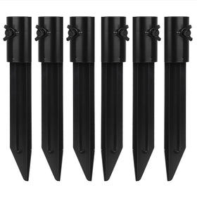 IMPRESA tiki torch stake in black aluminum offering stable ground support for outdoor lighting.