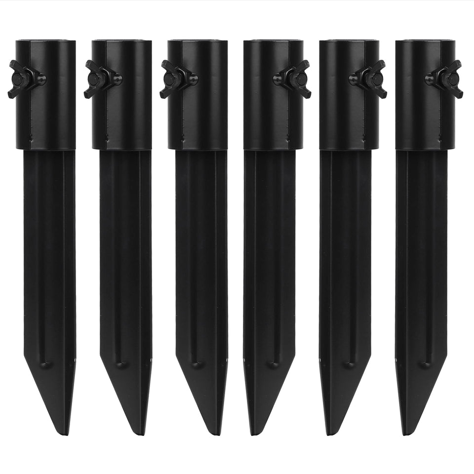 IMPRESA tiki torch stake in black aluminum offering stable ground support for outdoor lighting.