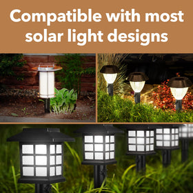 Six-pack stakes provide convenient lighting solutions for patios and paths.