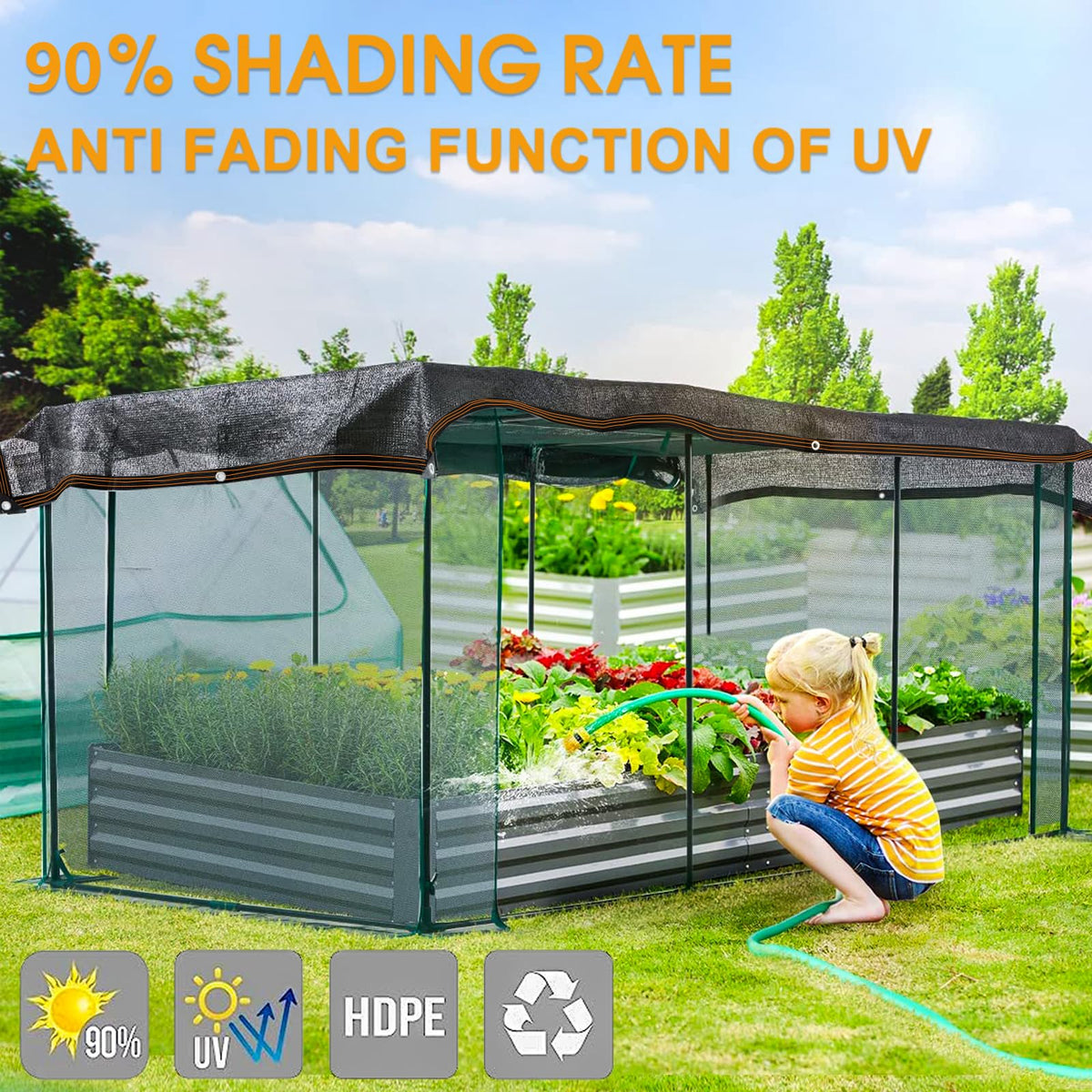 IMSGVIFO chicken coop shade net grommets securing durable sun protection for poultry areas.