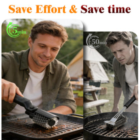 imtfzct grill brush withstands high heat and splashes for immediate post-cook cleaning.