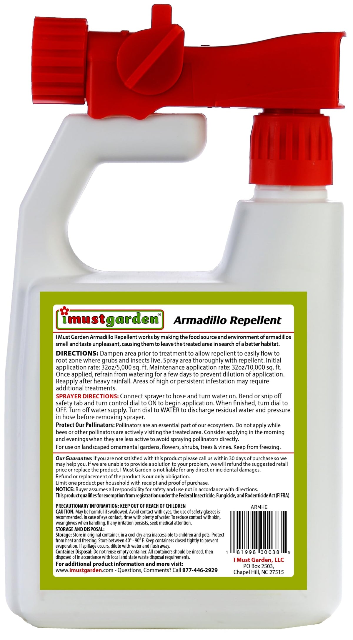 IMUSTGARDEN Armadillo Repellent hose-end attachment enables effortless spraying without mixing