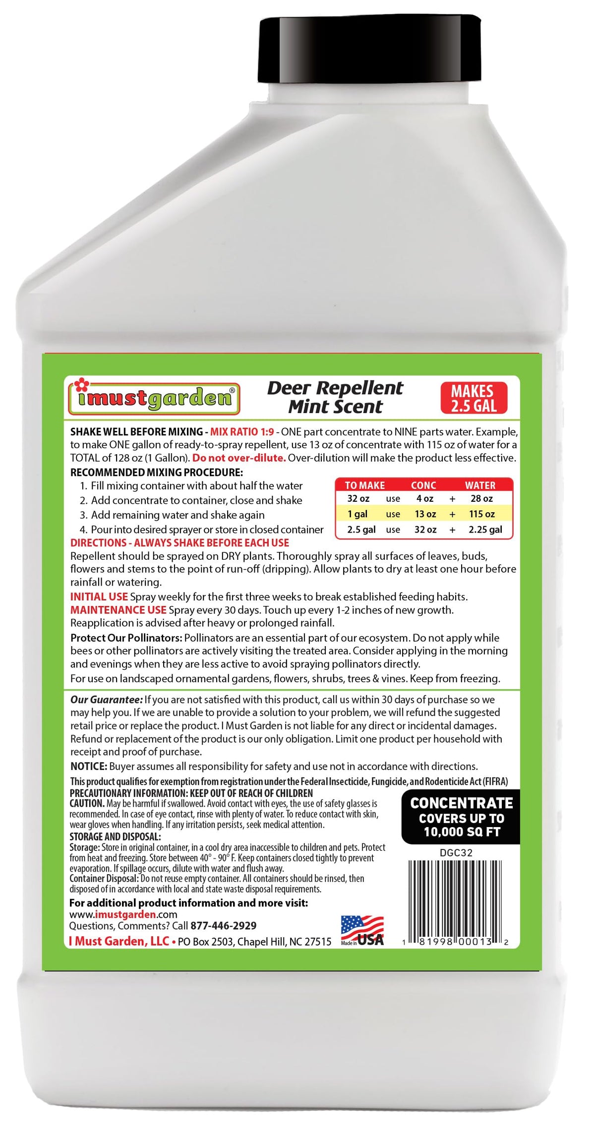 IMUSTGARDEN mint-scent spray highlights easy application for garden protection.