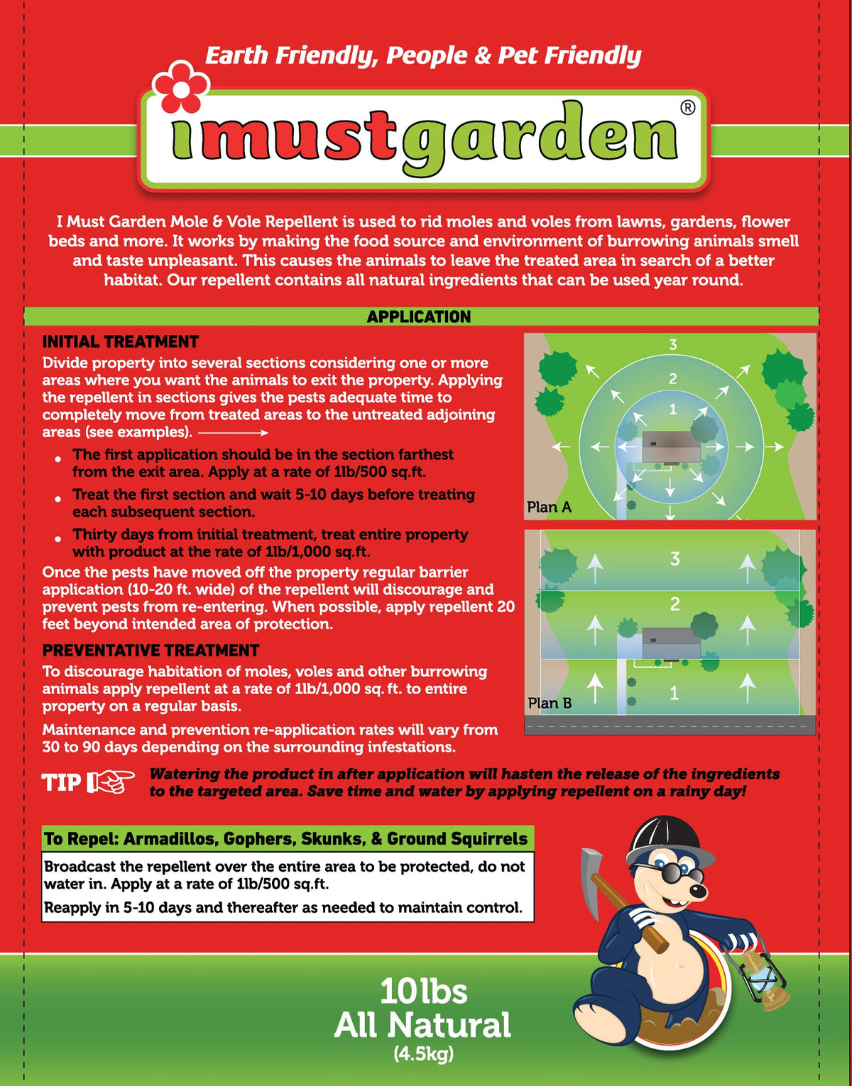 Close-up of IMUSTGARDEN granular formulation highlighting natural ingredients for safe lawn care.