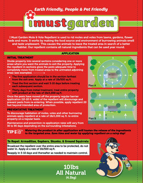 Close-up of IMUSTGARDEN granular formulation highlighting natural ingredients for safe lawn care.