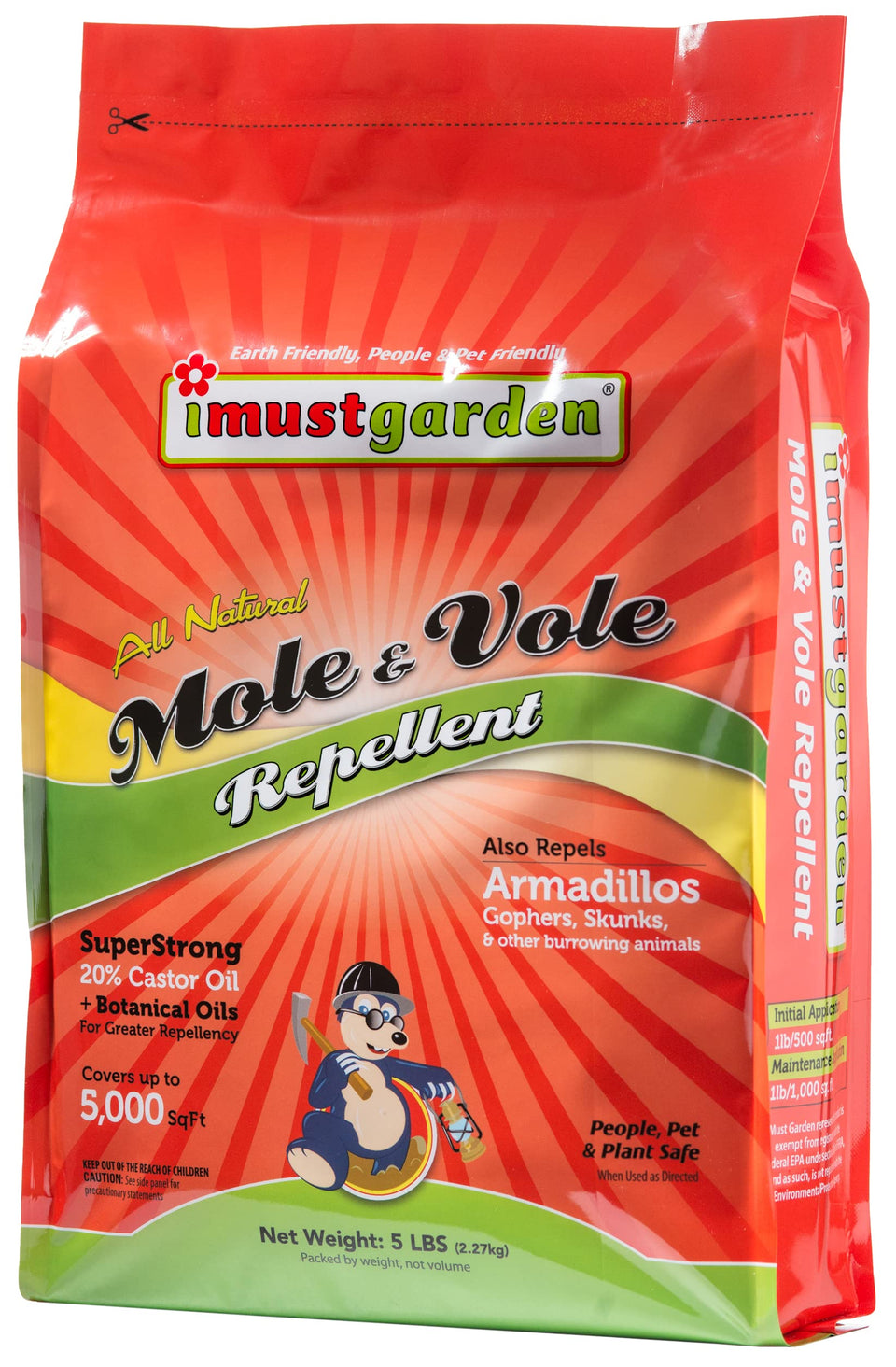 IMUSTGARDEN Mole and Vole Repellent granules for long-lasting lawn protection and pest deterrence.