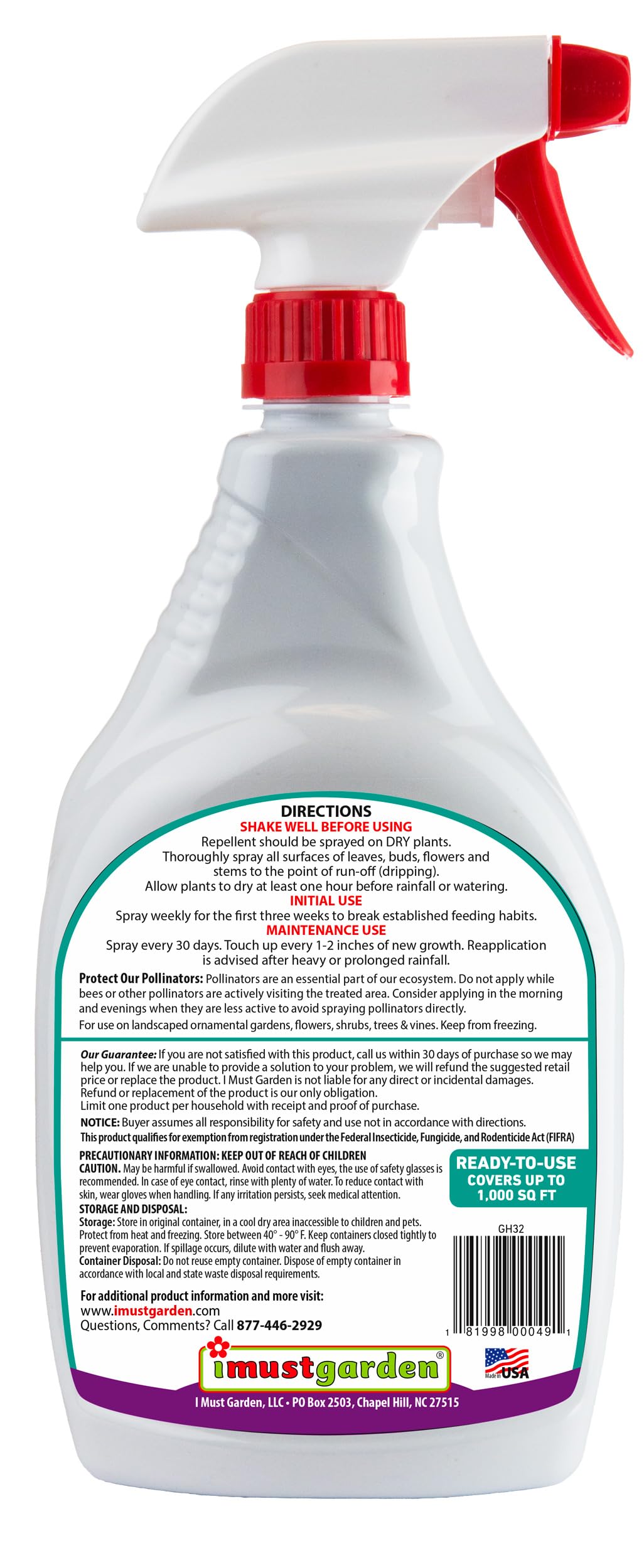 IMUSTGARDEN pleasant-scent bottle application highlights a natural, outdoor-safe solution.