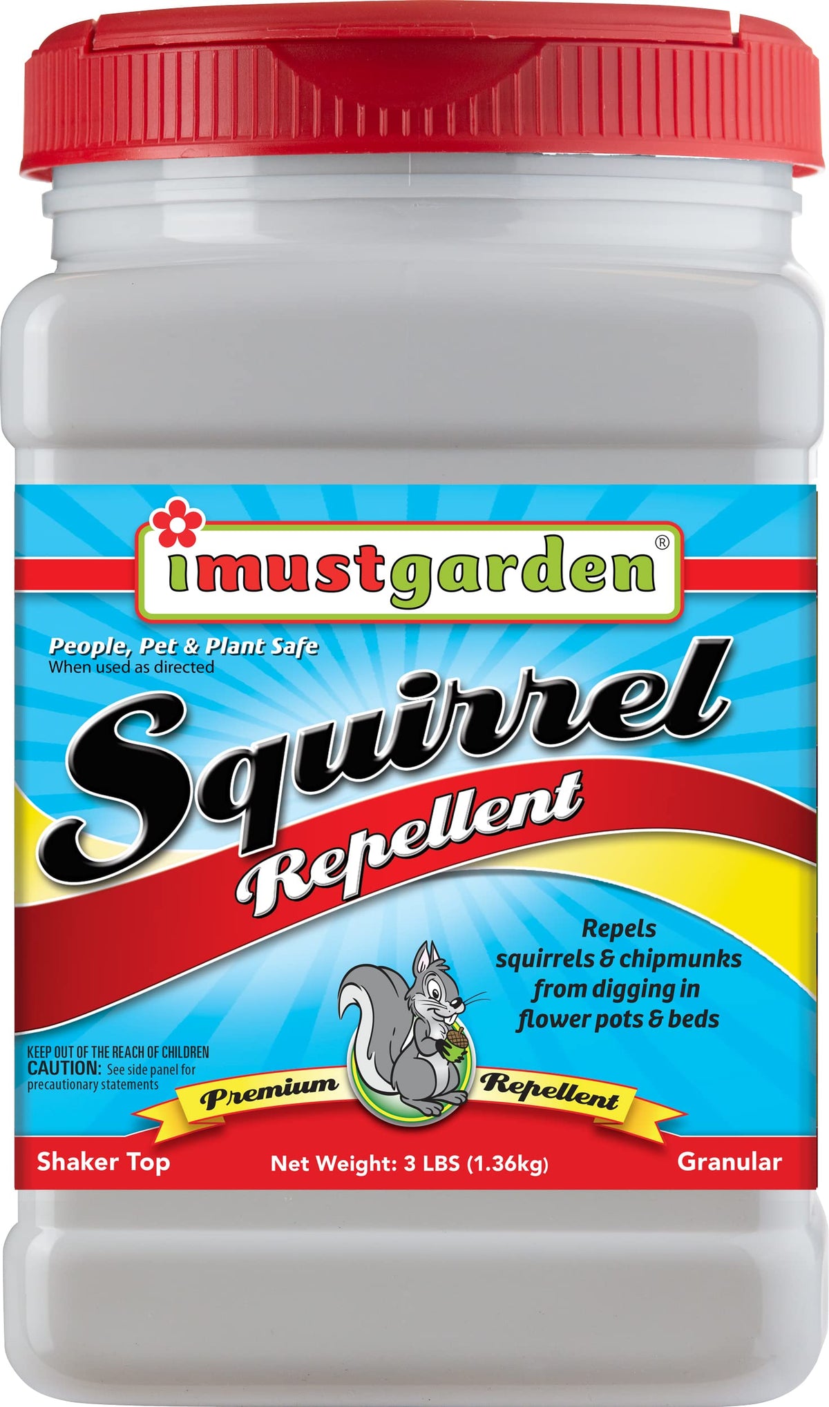 IMUSTGARDEN Squirrel Repellent 3lb granules deter digging in planters.