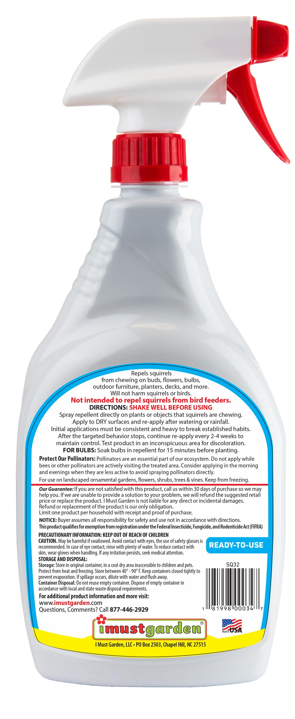 IMUSTGARDEN Squirrel Repellent being sprayed near plants to protect foliage