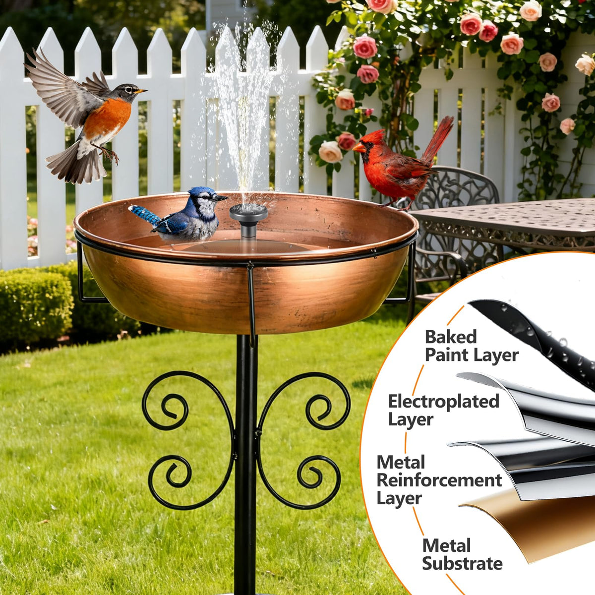 Inanil 12-inch diameter bowl provides ample water for visitors.