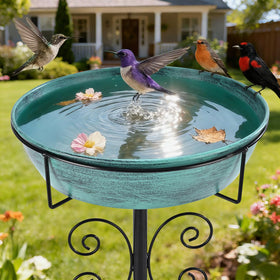 Inanil bird bath shown at 43 inch height for better bird visibility