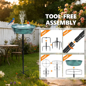 Five ground stakes of Inanil bird bath provide stable setup