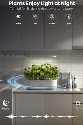inBloom compact kitchen garden fits countertops for convenient growing.