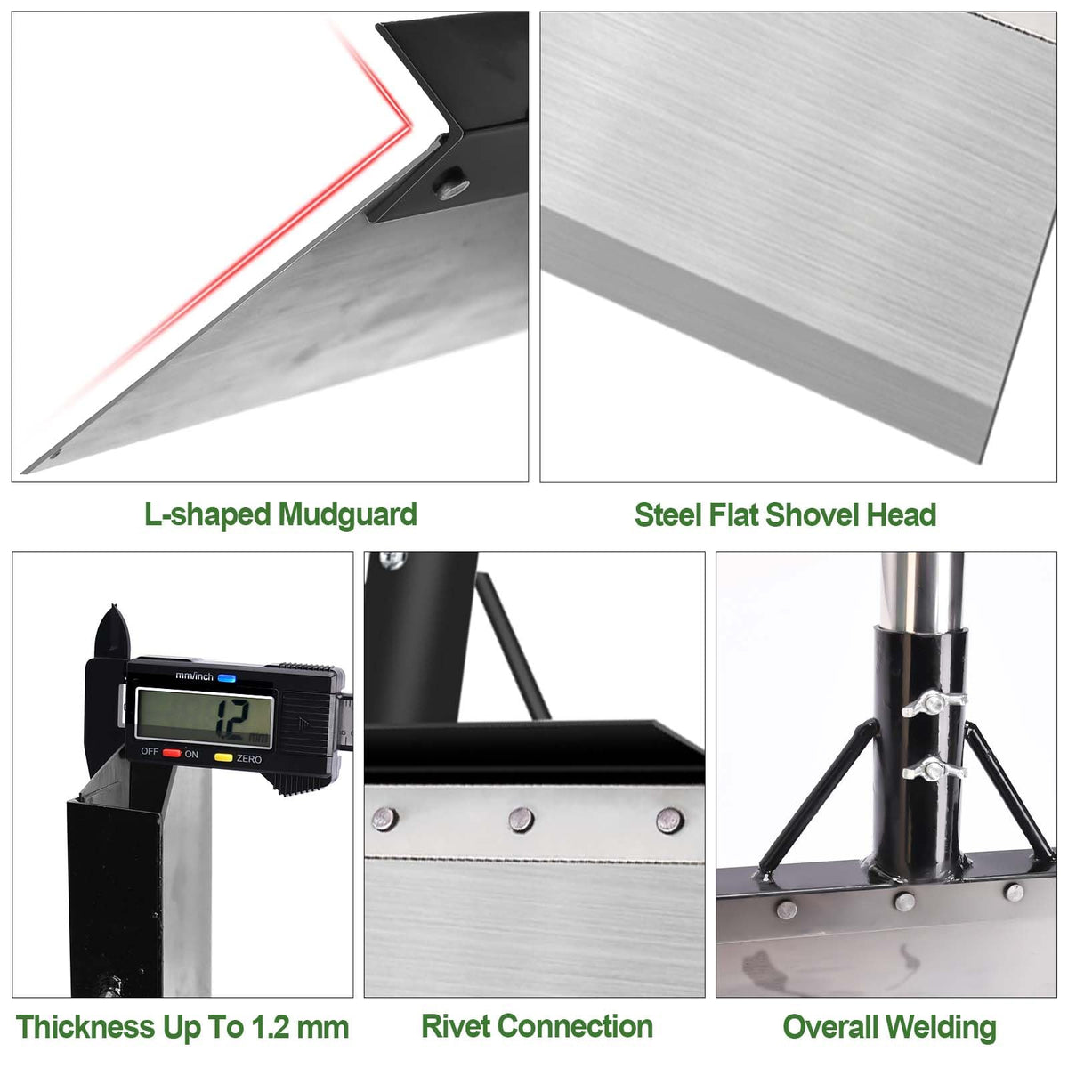 INCIKITI detachable shovel head enables flexible, compact setup.