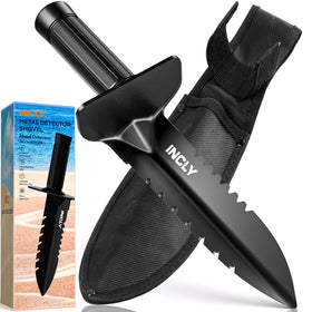INCLY metal detector shovel with double serrated edge for tough roots