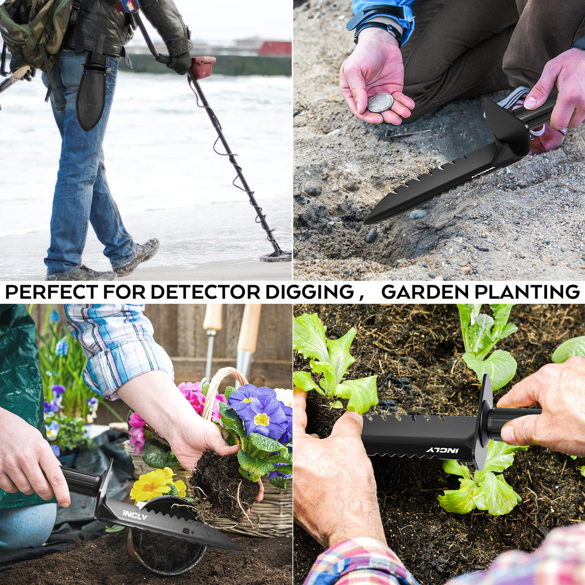 INCLY multi-use digger for gardening and treasure hunting