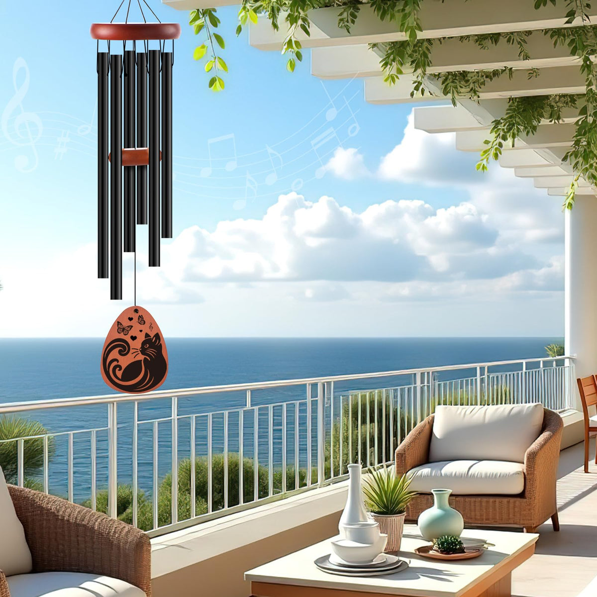 INCOK cat memorial wind chime durable metal build for outdoor use