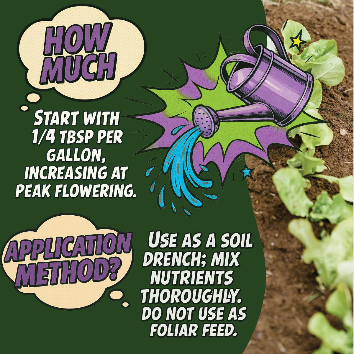 Incredible Bulk Bloom Booster dosing spoon for precise, balanced plant feeding.