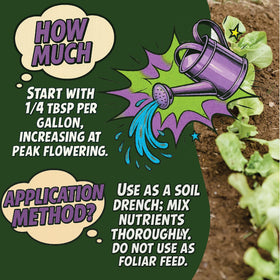 Incredible Bulk Bloom Booster dosing spoon for precise, balanced plant feeding.