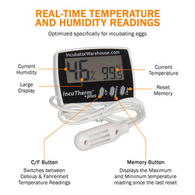 IncuTherm Plus switches between Celsius and Fahrenheit for regional use