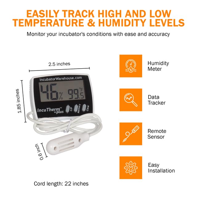 IncuTherm Plus min/max memory records incubation temperature and humidity extremes