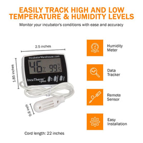 IncuTherm Plus min/max memory records incubation temperature and humidity extremes